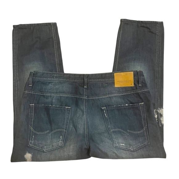 Jack & Jones Nick Jeans 40x 28 Regular Fit Distressed Straight Leg Button Fly - Picture 6 of 16